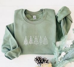 christmas tree embroidered sweatshirt, christmas sweatshirt, embroidered christmas sweatshirt, christmas embroidery swea