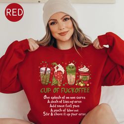cup of fuckoffee grinch christmas sweatshirt, grinch christmas shirt, grinch latte shirt, grinch christmas cofffee shirt