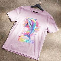 feminism rainbow dolphin tee