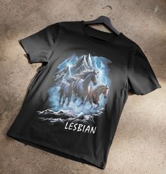 horses running through lightning lesbian 90s t-shirt