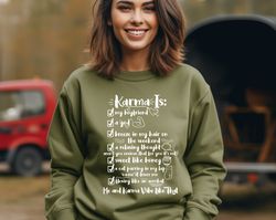 me and karma vibe like that sweatshirt, karma hoodie, swiftie gift for her, karma, swiftie merch, midnights merch, everm