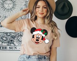 mickey santa hat shirt, mickey minnie head christmas shirt, mickey head santa hat shirt, christmas disney couple to