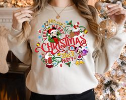 mickey's very merry christmas party 2023 sweatshirt, disney santa mickey and minnie xmas hoodie, xmas holiday hoodie