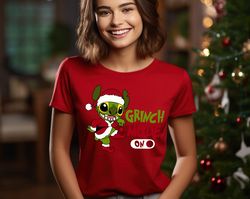 stitch grinch mode on christmas shirt, santa hat shirt, christmas party shirts, gift for christmas, stitch christmas t-s