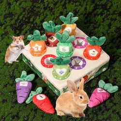 interactive small pet toys: rabbit foraging snuffle mat & plush puzzle