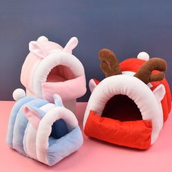 cozy christmas pet nest: plush hamster house for small animals