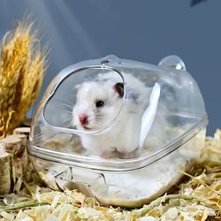 transparent hamster bathroom: pet toilet cage box for bath sand & toy house