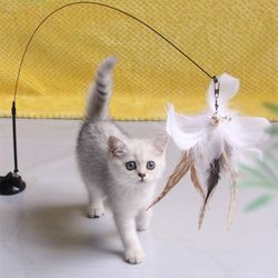 interactive cat toy: feather teaser for endless fun & bite-resistant play | pet supplies