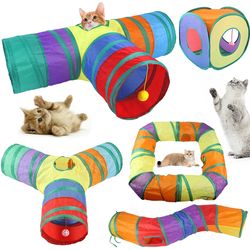 foldable cat tunnel toy: interactive fun for kittens, puppies, and rabbits