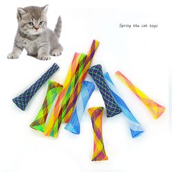 colorful spring tube cat toy: telescopic elastic for claws, nibbling fun! - pet dog supplies & accessories