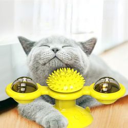 interactive windmill cat toy: engaging puzzle game for cats with whirligig turntable - ideal for kitten dental care - pe