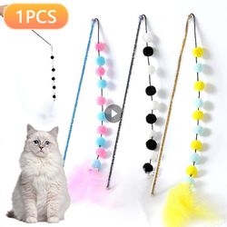 interactive cat toys: feather stick & plush ball for kitten play | durable & fun pet supplies