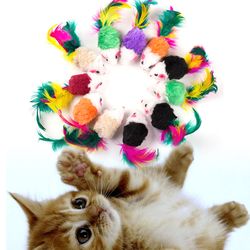 colorful mini cat toys: 10pcs plush false mouse set for cats - funny kitten playthings & pet supplies