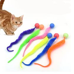 wiggly balls cat toys: interactive plush toy for kittens with bouncy ball & sounding tail