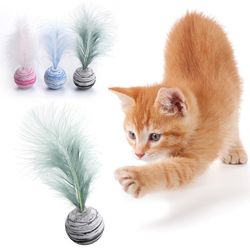 cat toy star ball with feather, eva material - light foam, interactive fun for dogs & cats - pet supplies