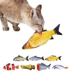 soft plush 3d fish cat toy: interactive catnip gifts & stuffed pillow dolls