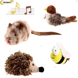 interactive pet toy: sparrow, insect, and mouse-shaped bird simulation with realistic sound - squeaky plush doll for cat