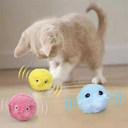 interactive plush electric catnip training toy - smart kitten touch sounding squeak toy ball, cat supplies for interacti