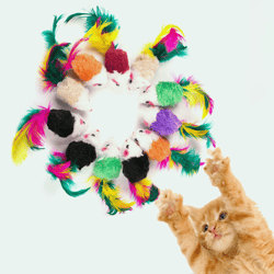 interactive cat toys: soft fleece false mouse & colorful feather fun for cats & kittens - pet supplies