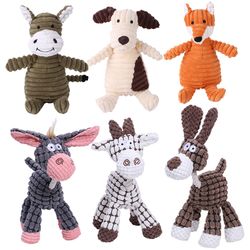 plush dog toys: resilient squeaky corduroy animals for small & large dogs - perfect training accessories for puppies