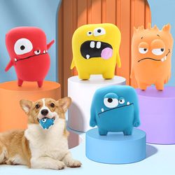 durable squeaky ball toy for dogs: interactive big eye monster design for teeth care and training | rubber latex chew to