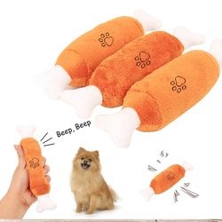 1pc bones shape puppy plush squeak chew toys - ideal for aggressive chewers, pets, dogs | playful & teeth-cleaning dog s