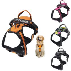 adjustable reflective dog harness with leash | mesh pet collar chest strap & traction rope