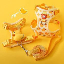 cartoon duck dog harness & leash set - french bulldog walking