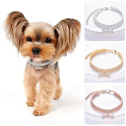 Luxury Adjustable Pet Necklace: Diamond Zircon Bone Pendant Collar