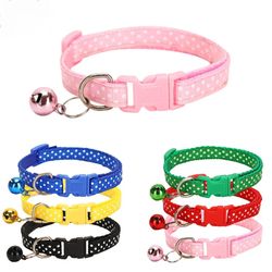 reflective adjustable pet collar with bell dot pattern - secure & stylish for dogs and cats