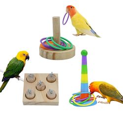 parrot bird toy: bite chewing, swing ball, rings, training game