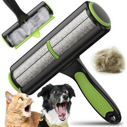 green cleaning brush for pet hair removal on cats, dogs, clothing, sofas, carpets