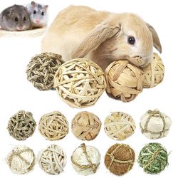 interactive chew toy: 10 styles 7cm braided grass ball for small pets