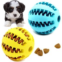 rubber dog ball toy: fun tooth-cleaning snack for pet puppies & large dogs