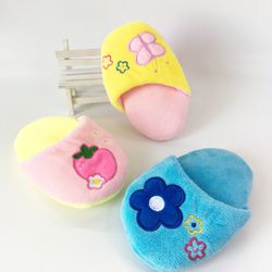 slipper shaped dog toy with flower butterfly decor - interactive squeaky plush puppy toy for fun playtime