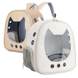 transparent cat carrier backpack | portable pu bag for small dogs