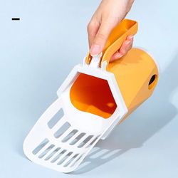 large capacity cat litter scooper with built-in poop bag - self-cleaning tool for kitty toilets