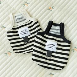 summer thin striped dog vest: puppy suspender tractable teddy clothes