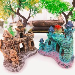 aquarium creative ornaments: resin castle fishbowl & retro landscape