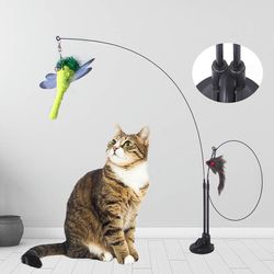 double-headed suction cup cat teaser stick: fun interactive toy for cats