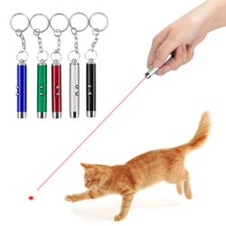 portable mini cat keychain: battery-powered led laser pointer for pet training and play