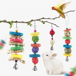 chew toys for small pets: hanging bells, rattan balls for rabbits, hamsters, chinchillas, guinea pigs, parrots | birdcag