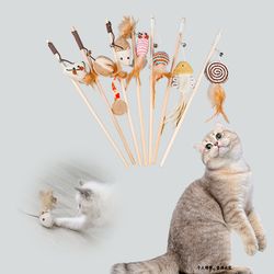 interactive cat toy: handfree teaser wand with bell - bird/feather for kitten play | pet supplies