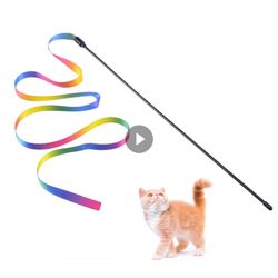 interactive rainbow cat stick toy: cute, funny, and durable teaser for household cats