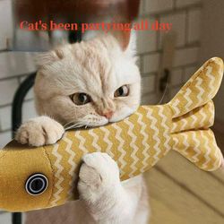 interactive plush cat toy: funny teeth grinding catnip fish bite toy for kittens and cats