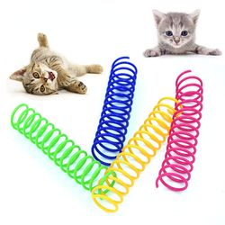 interactive pet cat toys: colorful plastic springs, 4pcs/bag