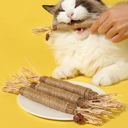 silvervine chew stick: effective cat teeth cleaning toy with raffia grass rope - pet supplies