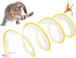 folded s-type cat tunnel with balls and crinkle - interactive outdoor toy for cats and kittens