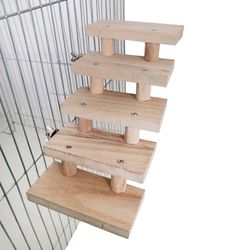 wooden hamster ladder toy: multi-layered climbing stairs for birds & parrots - pet cage accessory gift