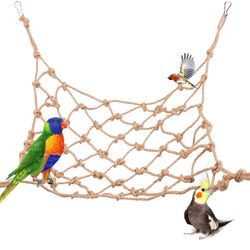 parrot climbing net swing rope hammock: fun hanging toy for pet birds